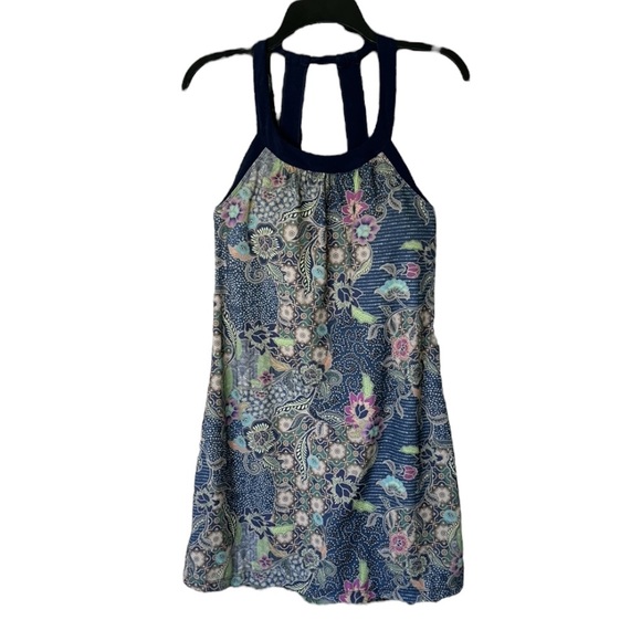 Prana Cantine Blue Floral Paisley Athletic Exercise Dress - Blue Anchor Kona - S - Picture 5 of 12